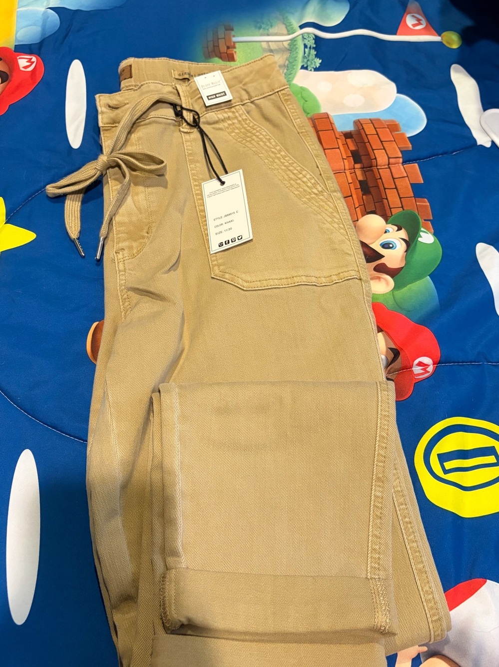 Judy Blue Tan Relaxed Drawstring Utility Jeans